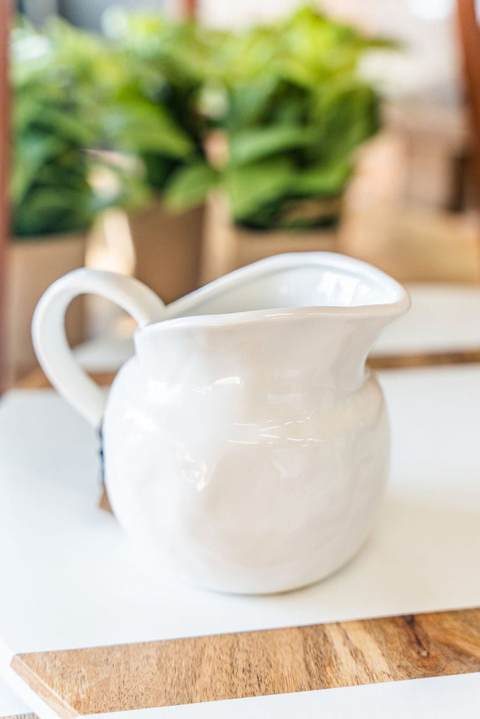 Ivory Stoneware Pitcher - Betsey's Boutique Shop -