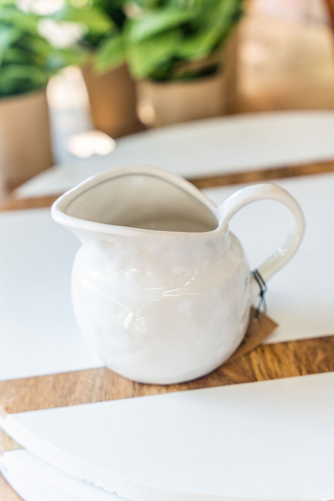 Ivory Stoneware Pitcher - Betsey's Boutique Shop -