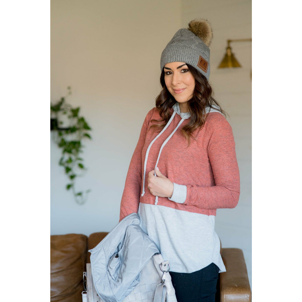 Dual Tone Hoodie - Salmon - Betsey's Boutique Shop