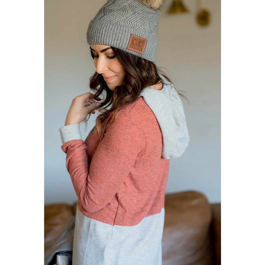 Dual Tone Hoodie - Salmon - Betsey's Boutique Shop