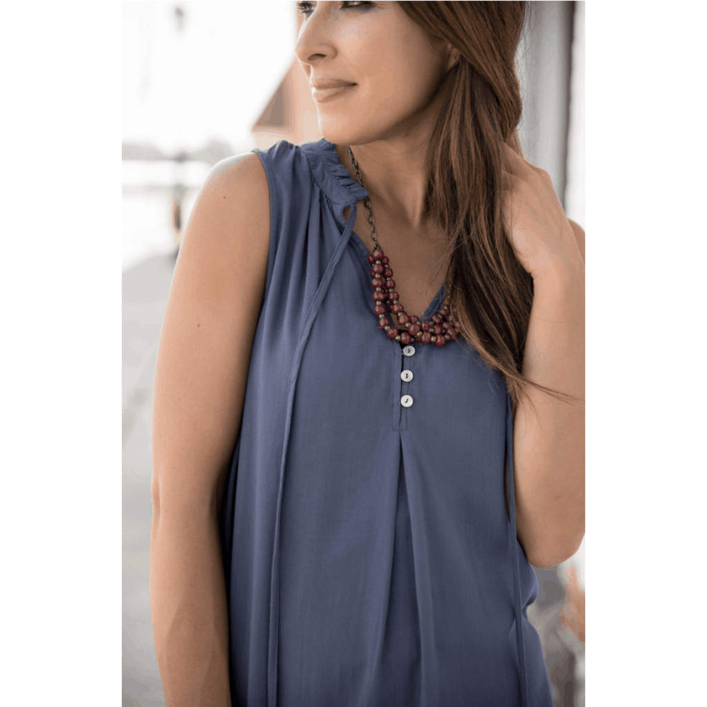 Ruffle Neck Button Tank - Betsey's Boutique Shop