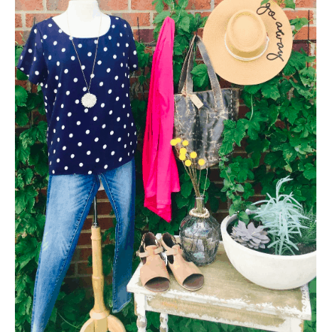 Polka Dot Short Sleeve Blouse - Betsey's Boutique Shop