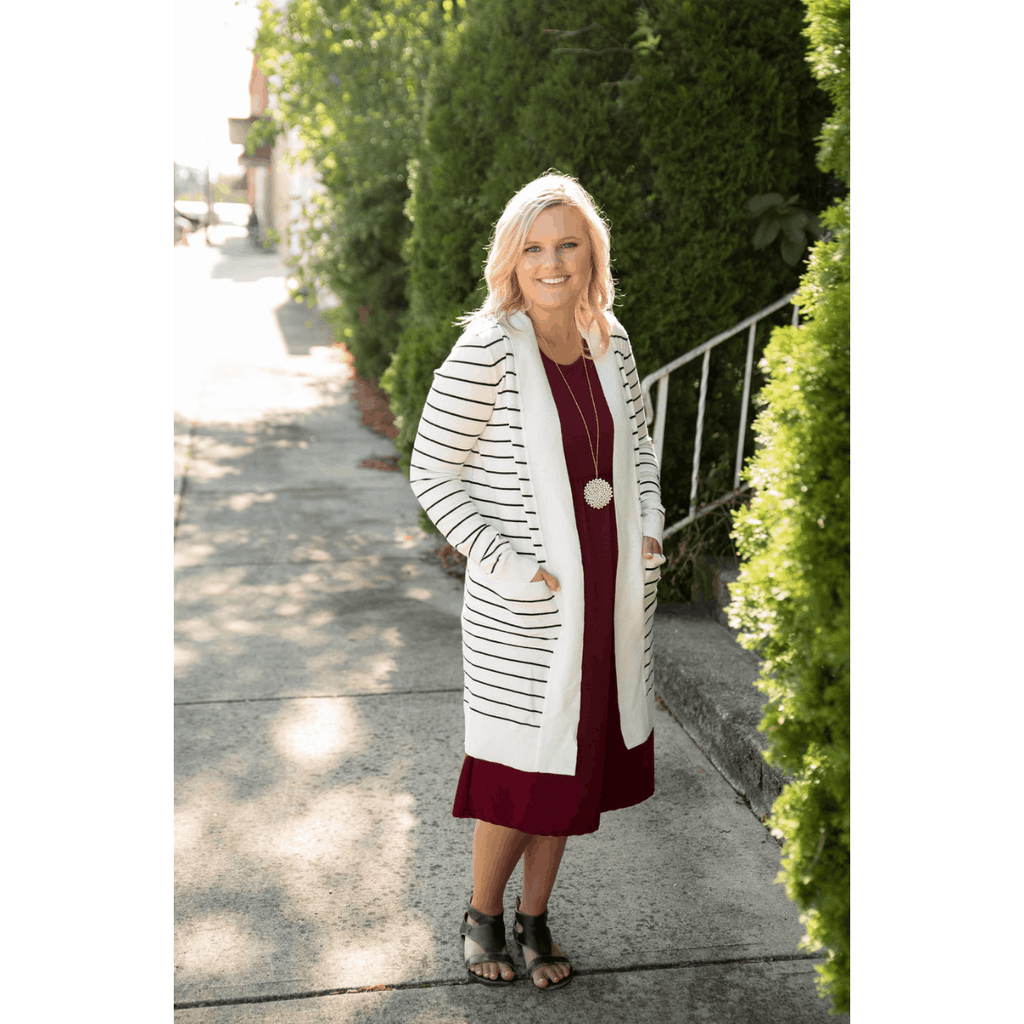 Striped Teacher's Cardigan - Betsey's Boutique Shop