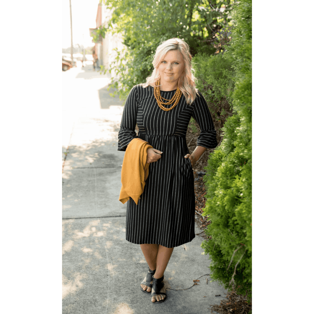 Black Flutter Striped Dress - Betsey's Boutique Shop