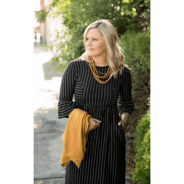 Black Flutter Striped Dress - Betsey's Boutique Shop