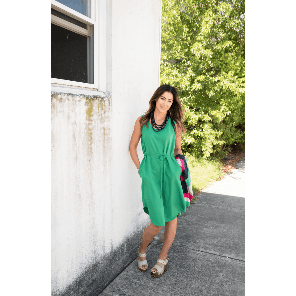 Tie String Belted Tank Midi Dress - Betsey's Boutique Shop