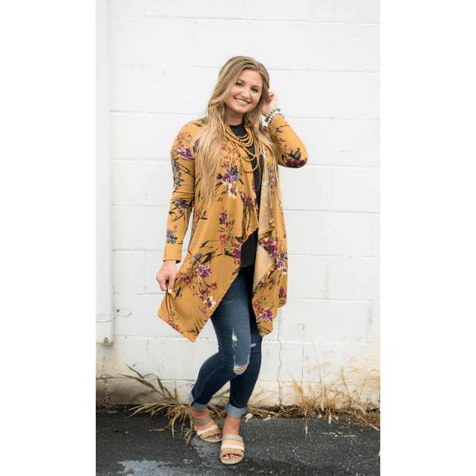 Mustard waterfall shop cardigan
