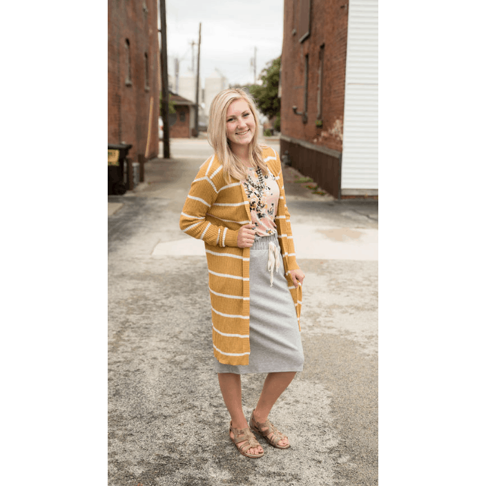 Solid Lightweight Striped Tunic Cardigan - Betsey's Boutique Shop