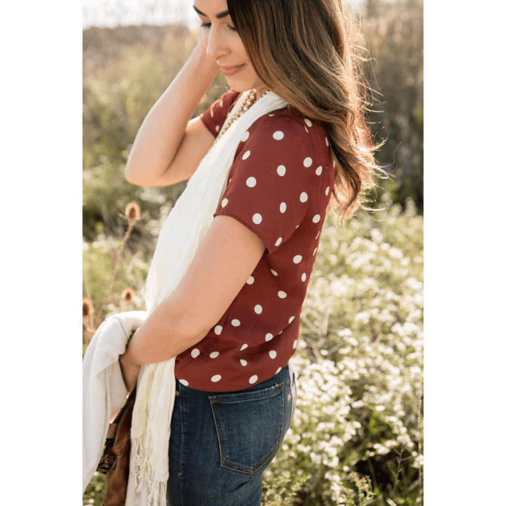 Polka Dot Short Sleeve Blouse - Betsey's Boutique Shop