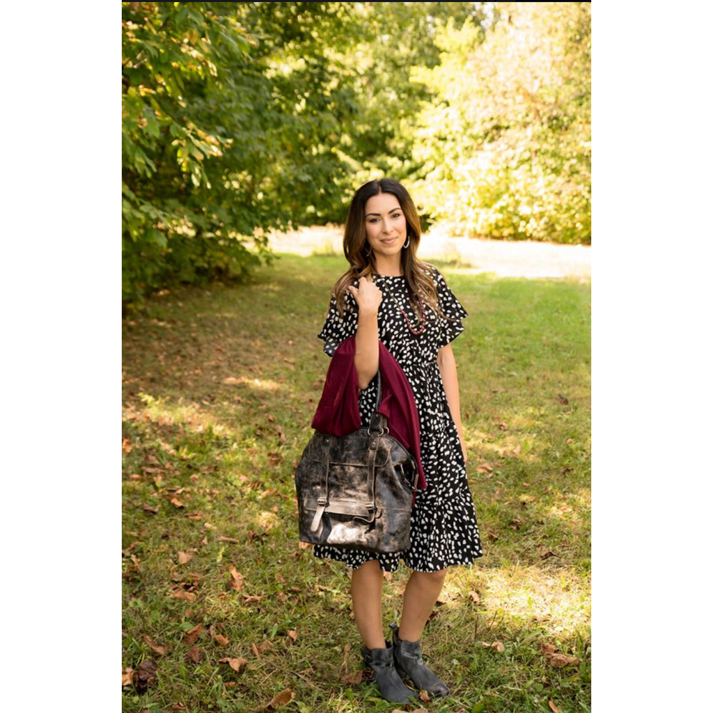 Tiered Leopard Short Sleeve Dress - Betsey's Boutique Shop