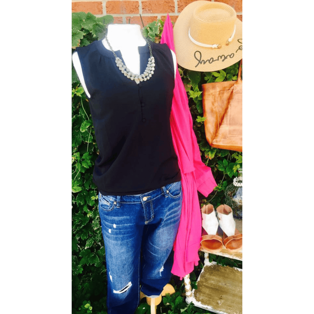 Button Top V-Neck Tank - Betsey's Boutique Shop