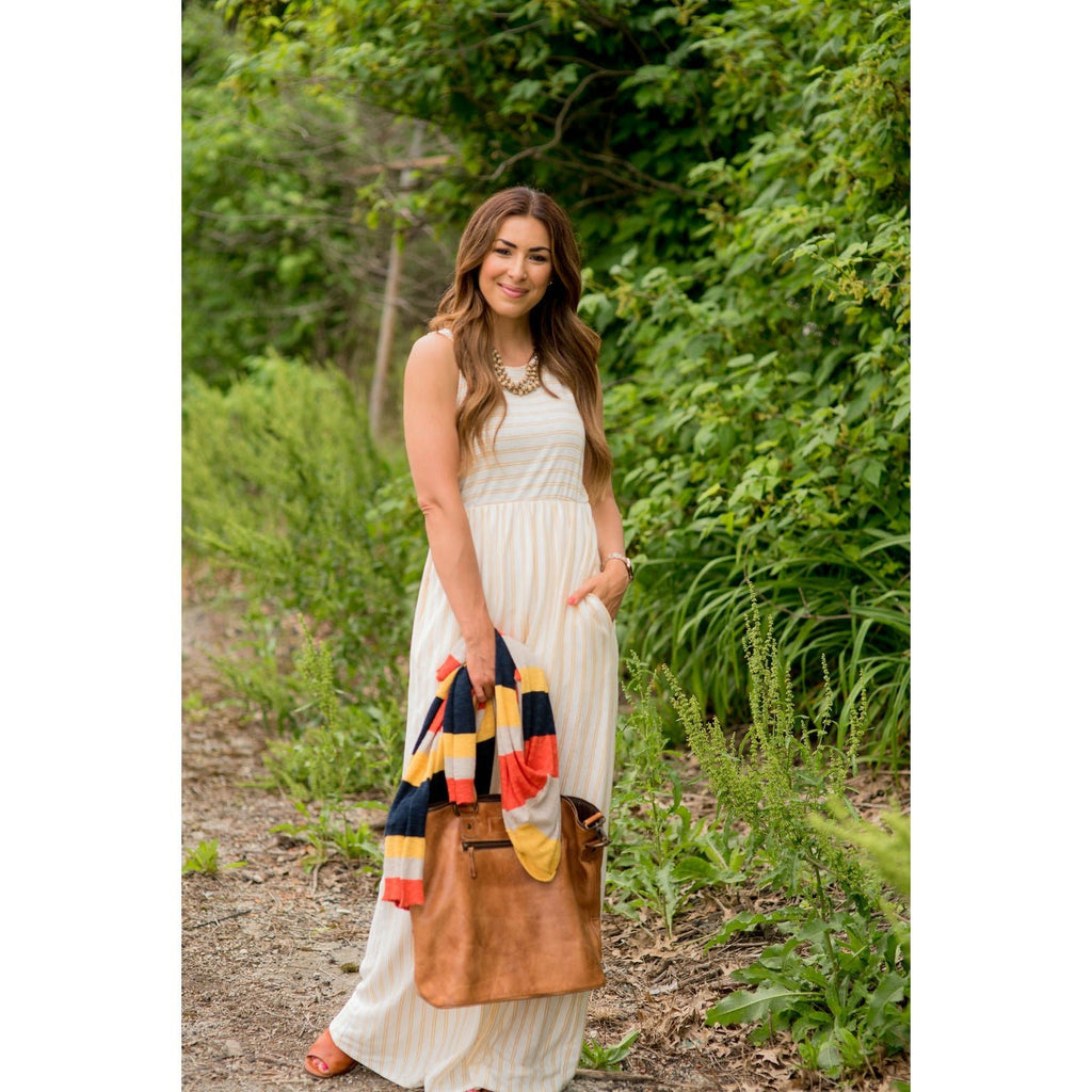 Double Striped Pocket Tank Maxi - Betsey's Boutique Shop