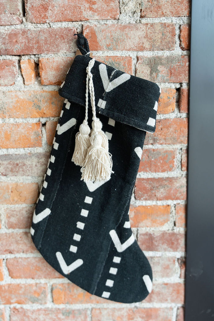 Black And White Tassle Stocking - Betsey's Boutique Shop -