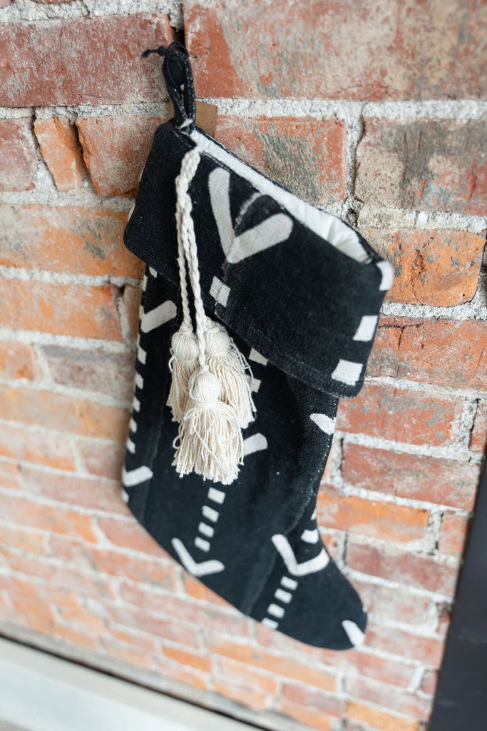 Black And White Tassle Stocking - Betsey's Boutique Shop -