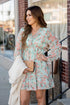 Blossoms Ruffle Accented Long Sleeve Dress