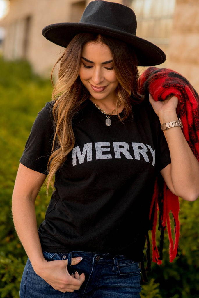 Bold Merry Graphic Tee - Betsey's Boutique Shop -