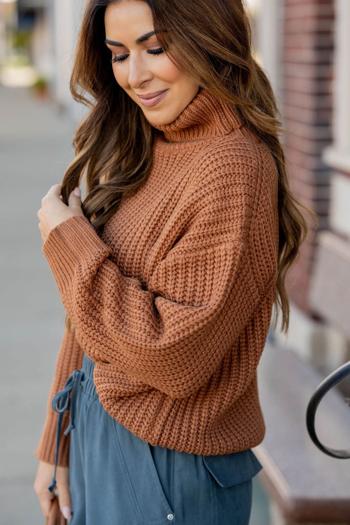 Chunky Knit Turtleneck Sweater - Betsey's Boutique Shop -