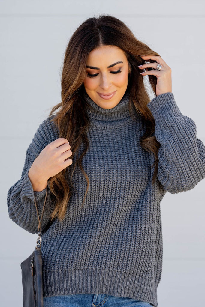 Chunky Knit Turtleneck Sweater - Betsey's Boutique Shop -