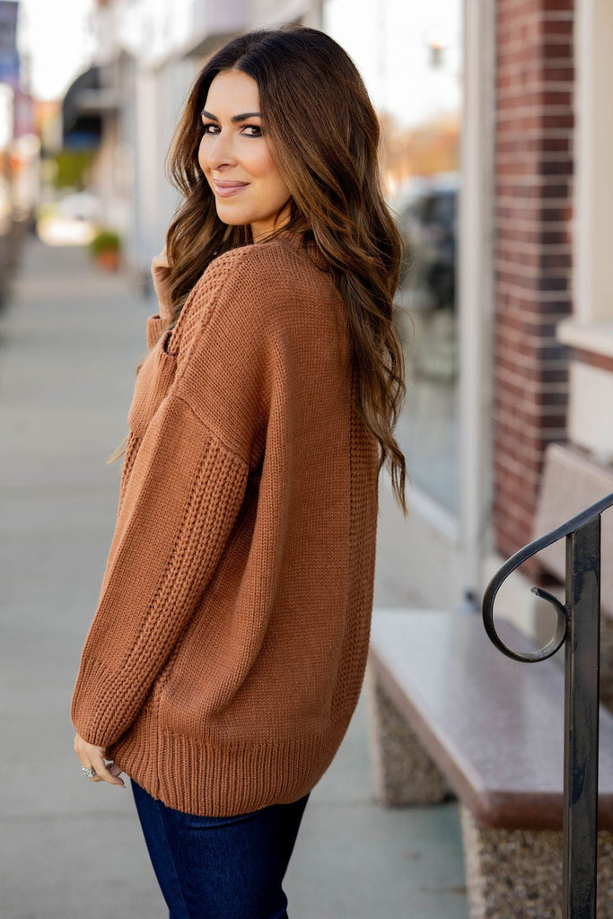 Contrasting Knit Pocket Sweater - Betsey's Boutique Shop -