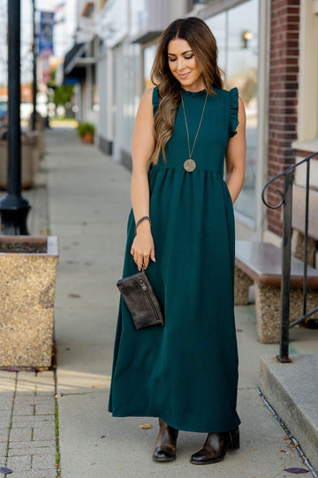 Dressy Ruffle Trim Maxi Dress - Betsey's Boutique Shop