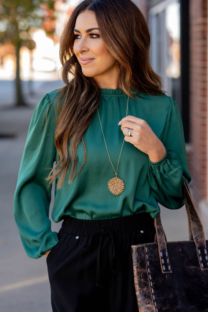 Elegant Cinched Trim Blouse - Betsey's Boutique Shop -