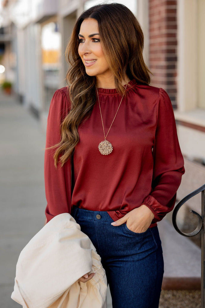 Elegant Cinched Trim Blouse - Betsey's Boutique Shop -