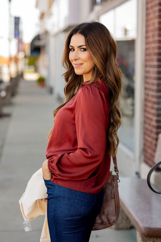 Elegant Cinched Trim Blouse - Betsey's Boutique Shop -