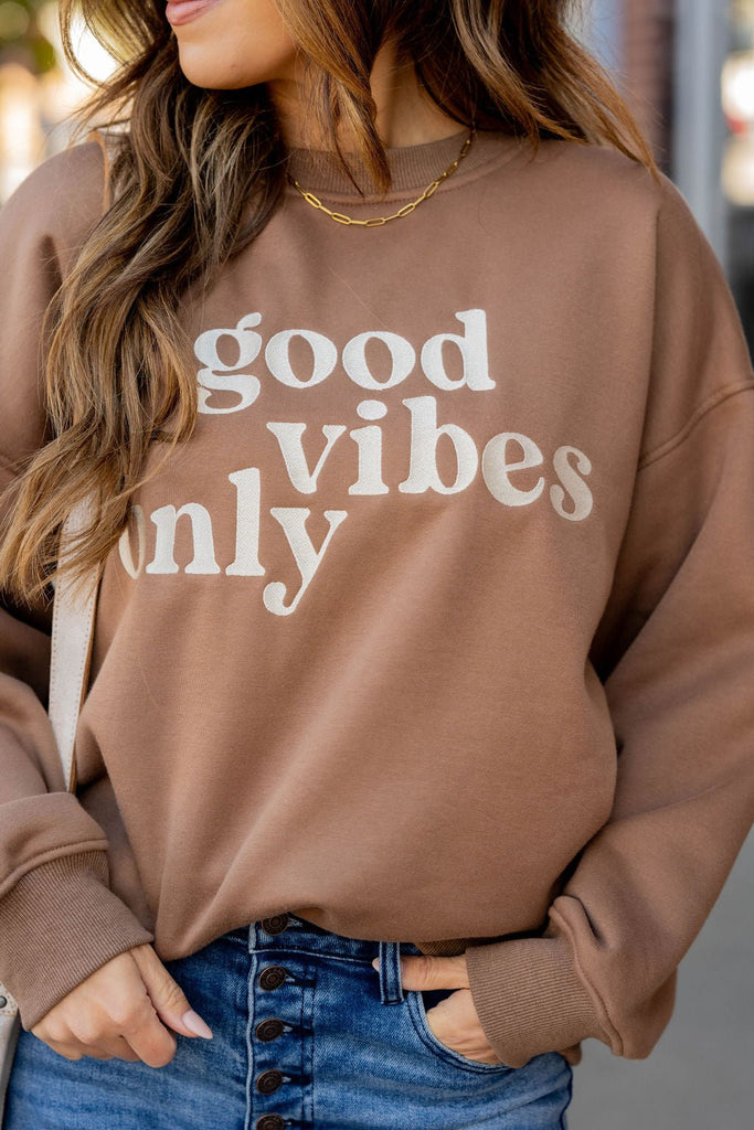 Good Vibes Only Graphic Crewneck - Betsey's Boutique Shop -