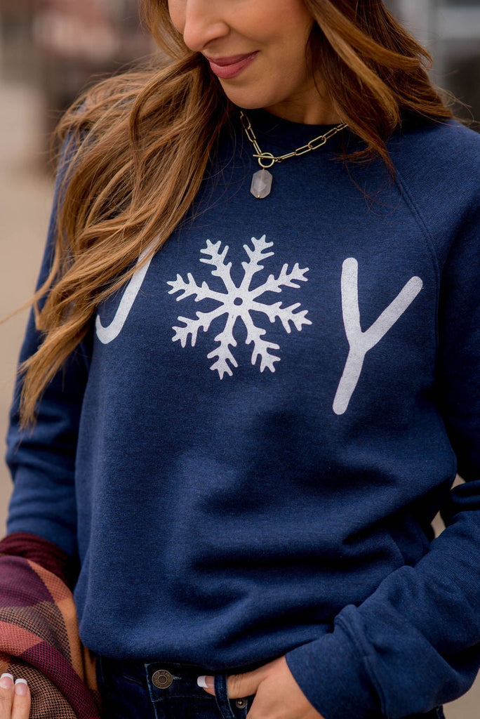 Joy Snowflake Graphic Crewneck - Betsey's Boutique Shop -