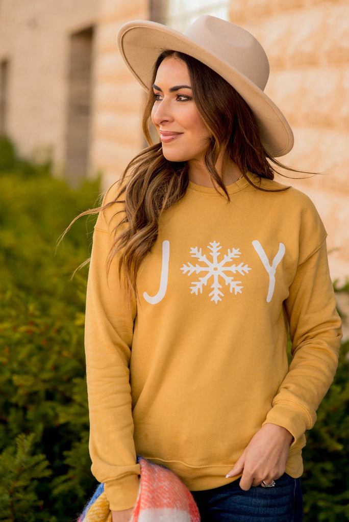 Joy Snowflake Graphic Crewneck - Betsey's Boutique Shop -