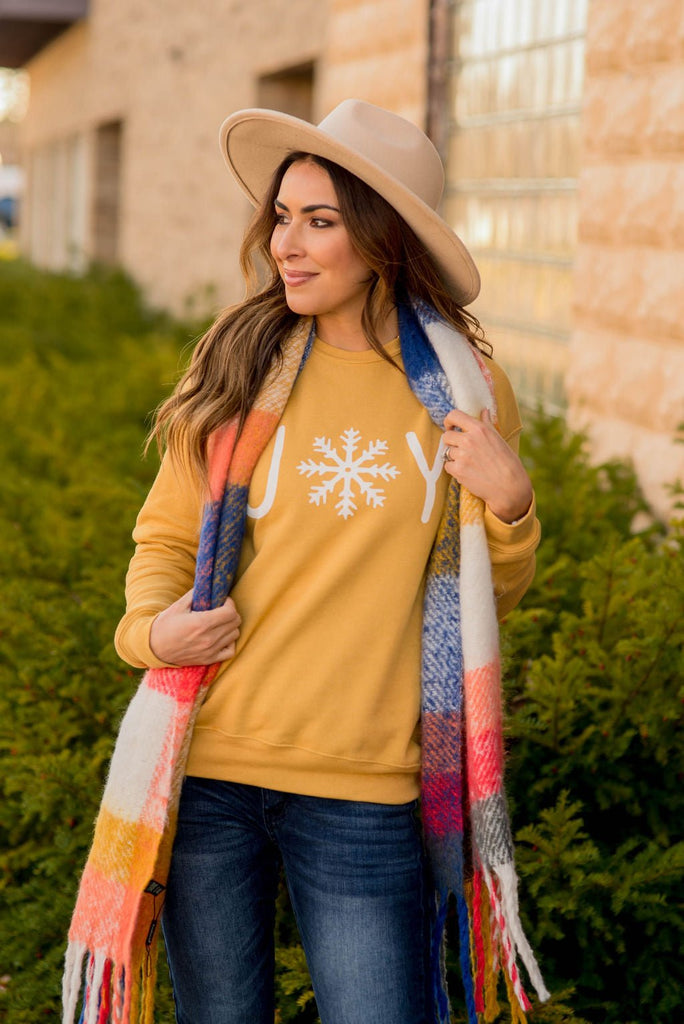 Joy Snowflake Graphic Crewneck - Betsey's Boutique Shop -