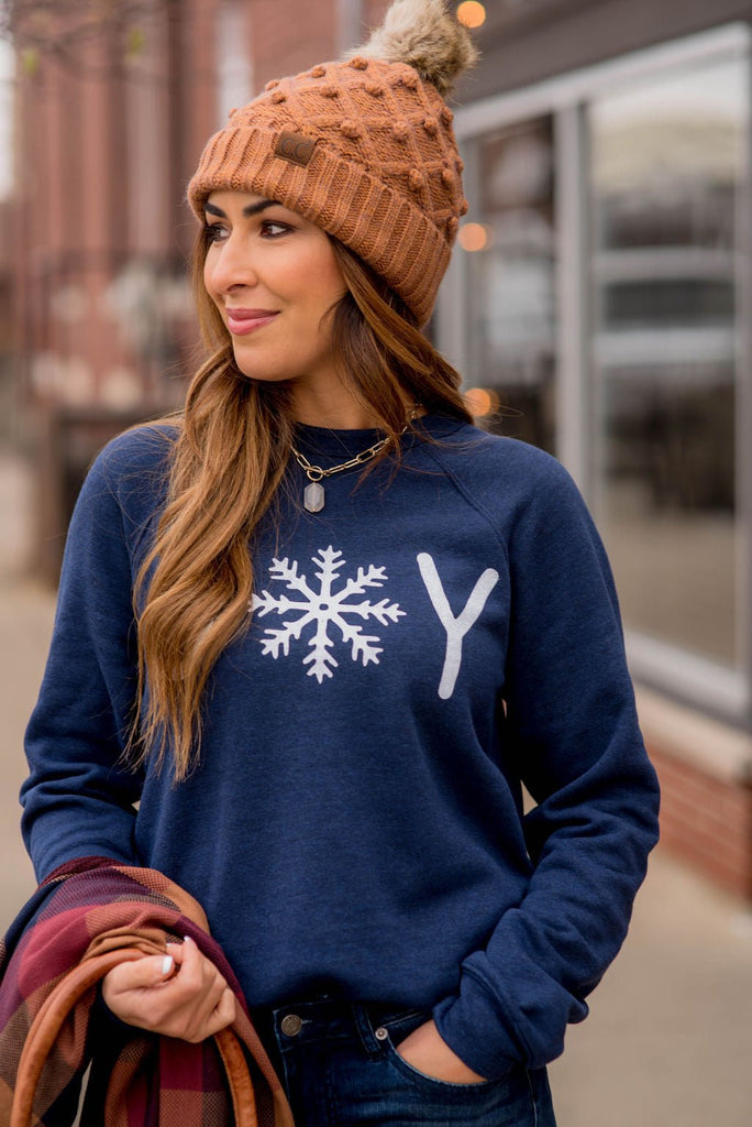 Joy Snowflake Graphic Crewneck - Betsey's Boutique Shop -