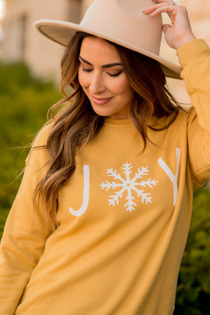 Joy Snowflake Graphic Crewneck - Betsey's Boutique Shop -