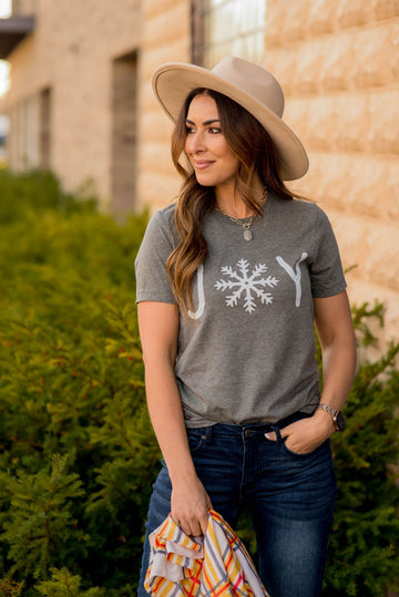 Joy Snowflake Graphic Tee - Betsey's Boutique Shop -