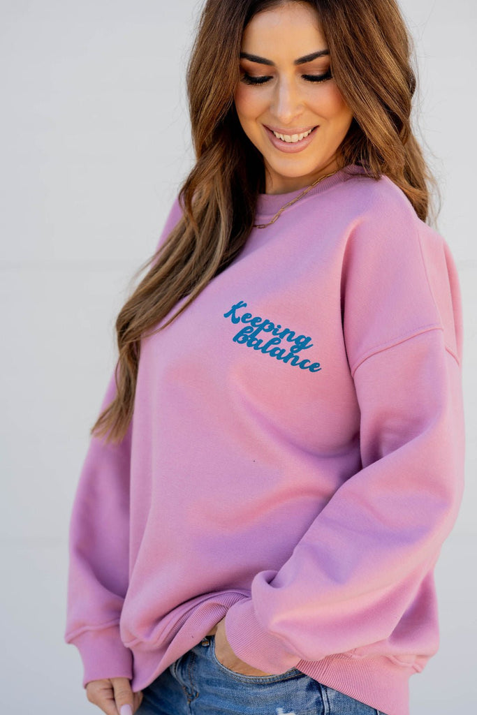 Keeping Balance Graphic Crewneck - Betsey's Boutique Shop -