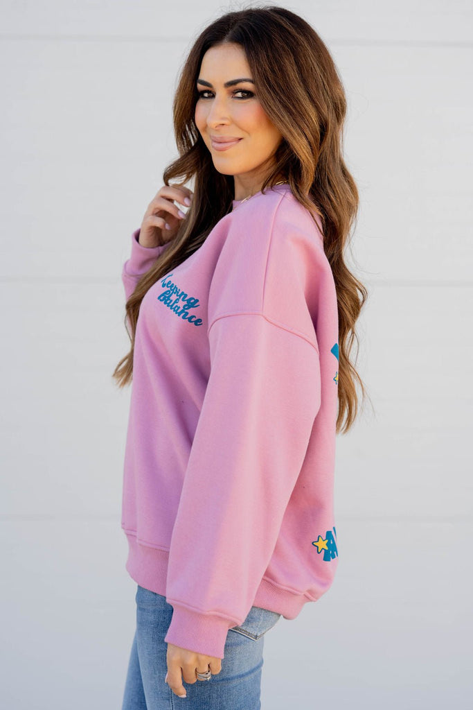 Keeping Balance Graphic Crewneck - Betsey's Boutique Shop -