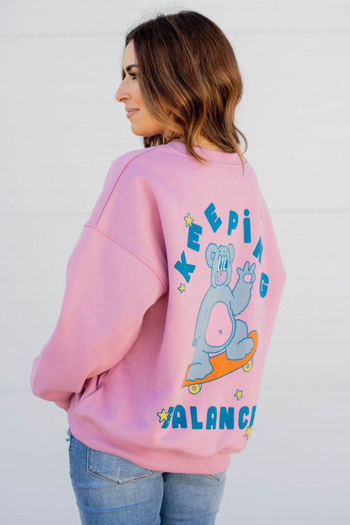 Keeping Balance Graphic Crewneck - Betsey's Boutique Shop -