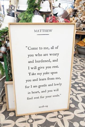 Matthew 11:28-29 Wooden Framed Sign - Betsey's Boutique Shop -