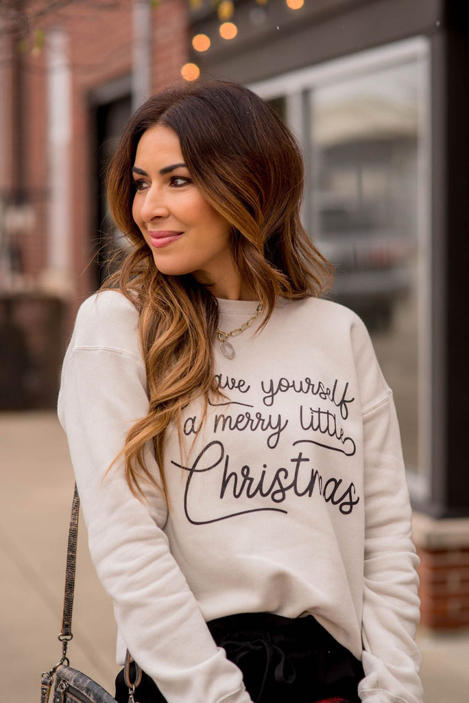 Merry Little Christmas Graphic Crewneck - Betsey's Boutique Shop -