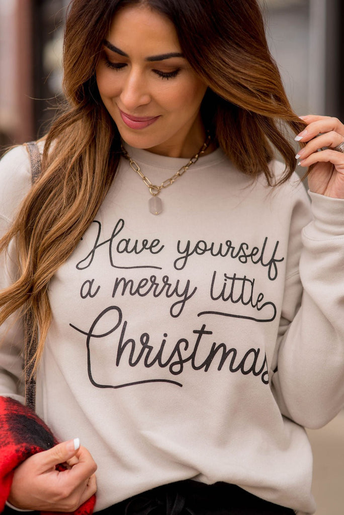 Merry Little Christmas Graphic Crewneck - Betsey's Boutique Shop -