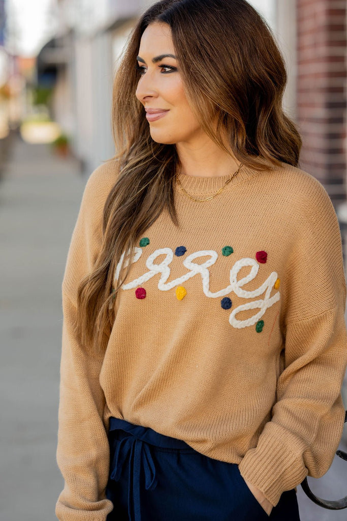 Merry Pom Pom Sweater - Betsey's Boutique Shop -