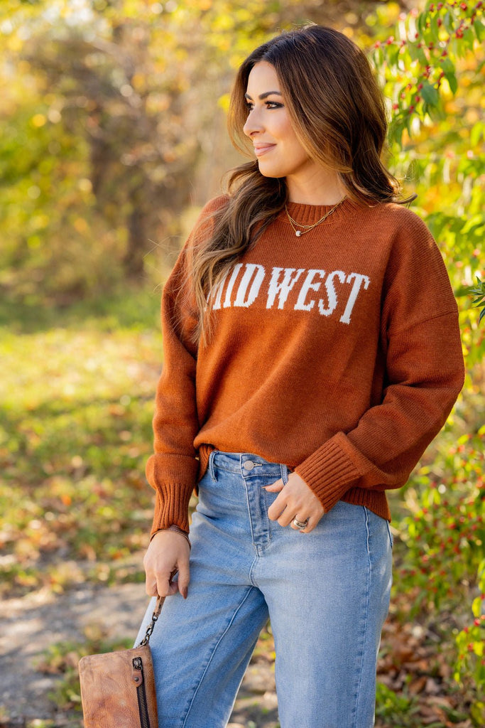 Midwest Ribbed Trim Sweater - Betsey's Boutique Shop -