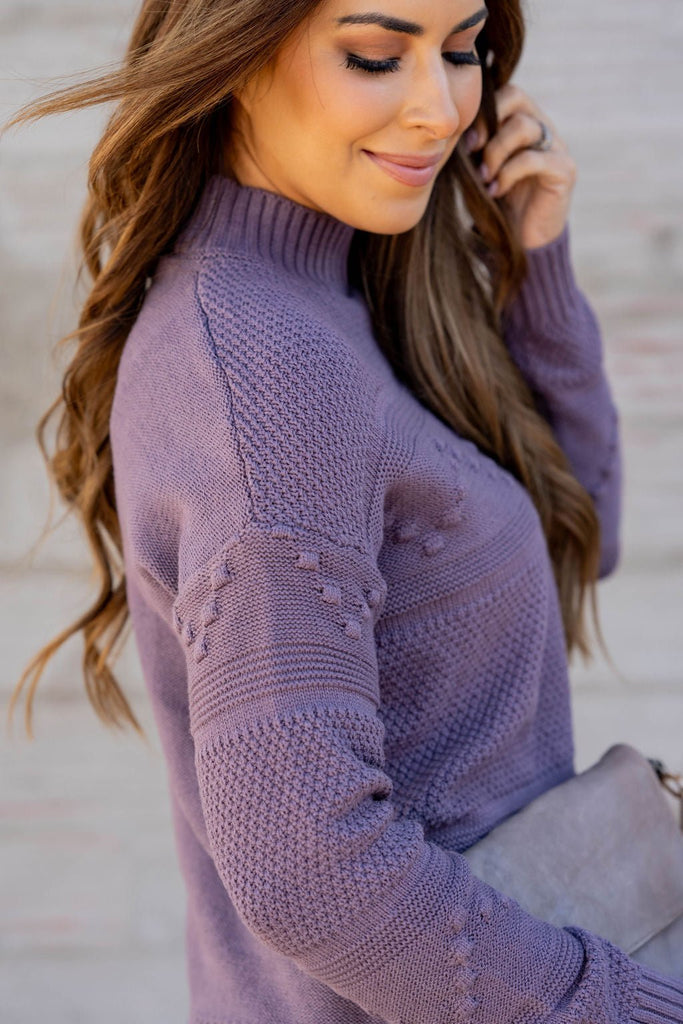 Mixed Stitched Ribbed Trim Sweater - Betsey's Boutique Shop -