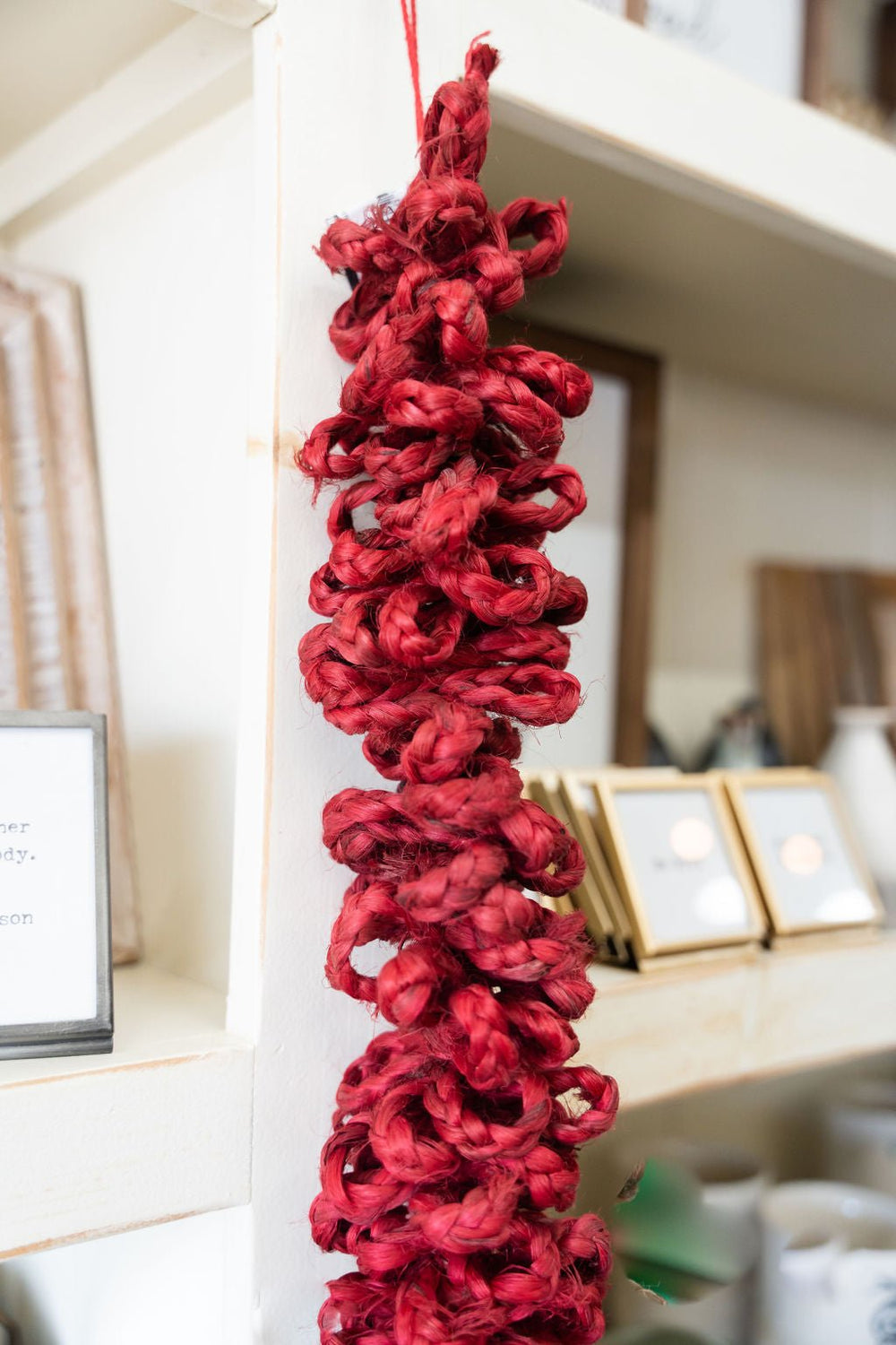 Red and Natural Burlap Garland