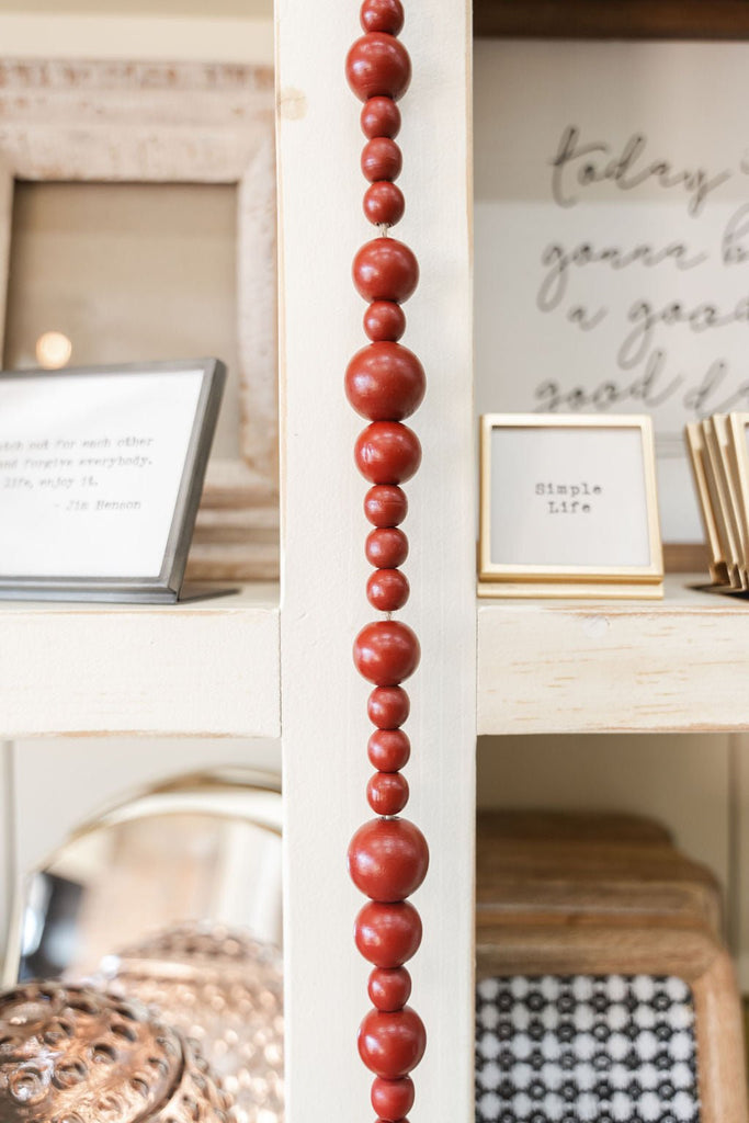 Red Wood Bead Garland - Betsey's Boutique Shop -