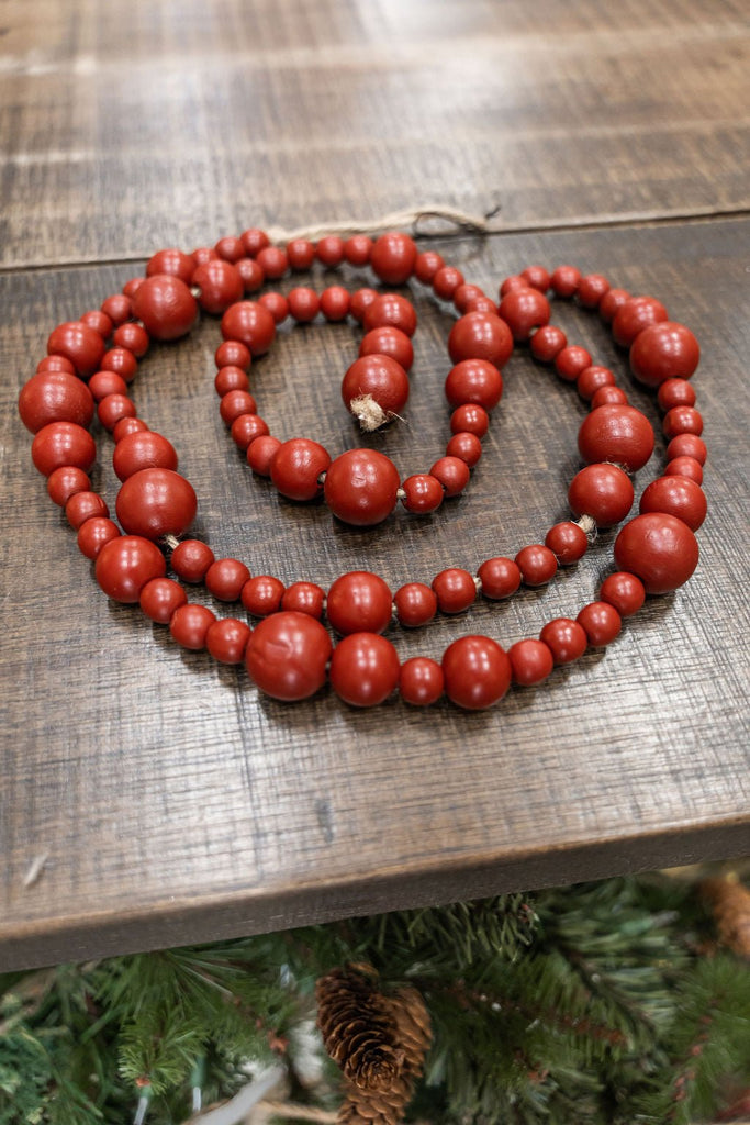 Red Wood Bead Garland - Betsey's Boutique Shop -