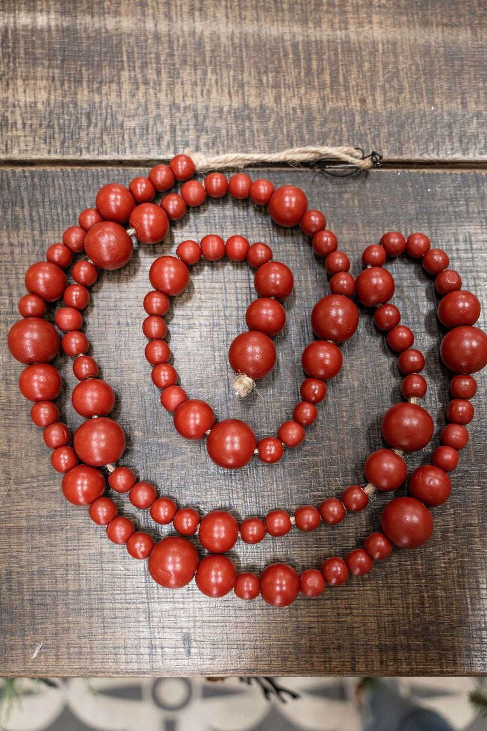 CWI GCM200217 Red Wooden Bead Garland