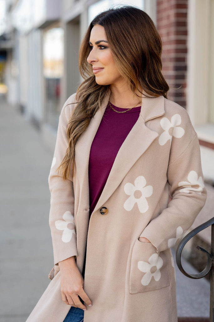 Retro Daisies Tunic Blazer - Betsey's Boutique Shop -