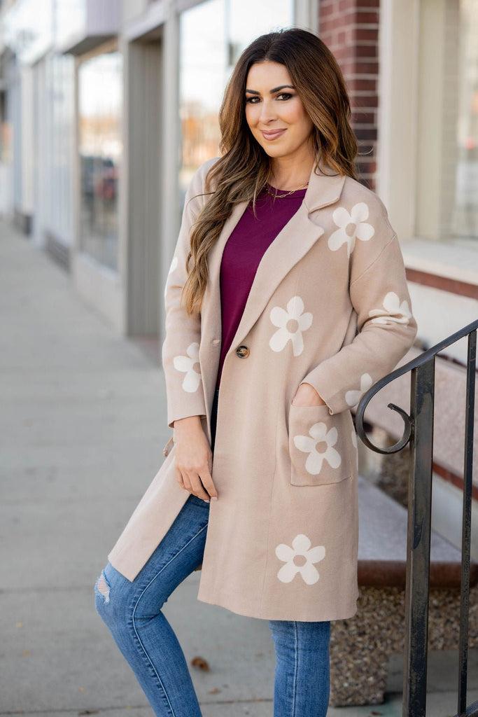 Retro Daisies Tunic Blazer - Betsey's Boutique Shop -