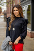 Ruched Ruffles Long Sleeve Blouse
